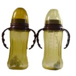 330ml PP Wide Mouth Baby Infant Kids Automatic Pipette Straw Pacifier Nipple Feeding Milk Bottle w/ Non slip Handle & Cup Cover