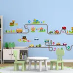* 3D Cartoon cars bus traffic track wall stickers for kids room Baby Children's Room Bedroom Decor Wall Art Decal Poster Mural