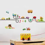 * 3D Cartoon cars bus traffic track wall stickers for kids room Baby Children's Room Bedroom Decor Wall Art Decal Poster Mural - Image 3