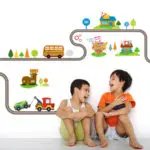 * 3D Cartoon cars bus traffic track wall stickers for kids room Baby Children's Room Bedroom Decor Wall Art Decal Poster Mural - Image 5