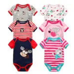 3PCS Kiddiezoom Brand Baby Bodysuits Cotton Baby Girls Boy Clothing Short Sleeves O-Neck Newborn Baby Clothes