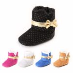 5 Colors Fashion Sweet Winter Newborn Girl Princess First Walkers Super Warm Bow Shoes Crib Bebe Snow Soft Soled Baby Boots