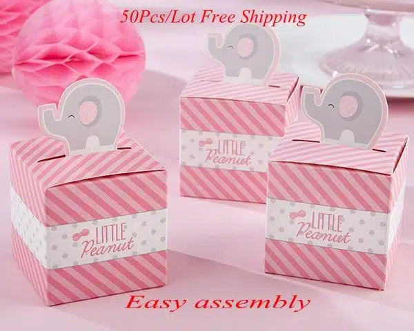 50Pcs/lot Newest Baby gift box of Little Peanut Elephant Baby Favor Box for Wedding and Party favor box and Baby shower favors