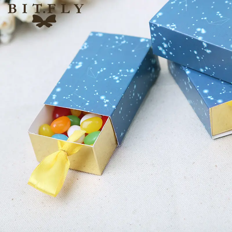 50pcs Kraft DIY Drawer shape paper candy box Starry Sky chocolate Gifts Bag Wedding party birthday decoration baby shower Favors - Image 3