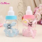 50pcs/lot Baby Bottle Candy Box Party Supplies Baby Feeding Bottle Wedding Favors and Gifts Box Baby Shower Baptism Decoration