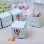 50pcs/lot "Up, Up and Away" Hot Air Balloon Candy Box Christening Baby Shower favor chocolate boxes Wedding Favors And Gift