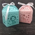 50pcs party decoration wedding box gift lion and giraffe laser cut candy box just married wedding favor box baby shower favors