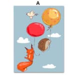 7-Space Modern Balloon Animals Rabbit Fox Deer Canvas Painting For Kids Room Wall Art Print Wall Pictures Baby Room Decoration - Image 2
