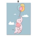 7-Space Modern Balloon Animals Rabbit Fox Deer Canvas Painting For Kids Room Wall Art Print Wall Pictures Baby Room Decoration - Image 3