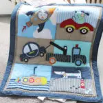 Locomotive Puppy 7 piece Embroidered Baby Crib Bedding Nursery Crib Set - Image 2