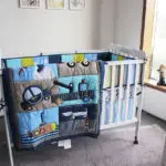 Locomotive Puppy 7 piece Embroidered Baby Crib Bedding Nursery Crib Set