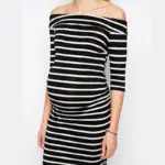 95% Tencel High Elastic Shoulderless Knee-Length A-Line Stripped Dresses for Pregnancy Elegant Maternity Dress Vestidos HOT!!! - Image 2