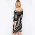95% Tencel High Elastic Shoulderless Knee-Length A-Line Stripped Dresses for Pregnancy Elegant Maternity Dress Vestidos HOT!!! - Image 5