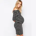 95% Tencel High Elastic Shoulderless Knee-Length A-Line Stripped Dresses for Pregnancy Elegant Maternity Dress Vestidos HOT!!! - Image 6