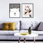 Artdom No Frame Kawaii Animal Bear Rabbit Poster Print Nordic Nursery Wall Art Picture Kids Baby Room Decor Canvas Painting - Image 2