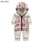 Auro Mesa Christmas Baby Romper Elk Print Jumpsuit  Cotton Infant Coverall Outerwear Baby Boys Hooded one-piece Clothes