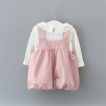 Autumn Baby Girls Cotton Long Sleeve Lace Collar Blouse + Cartoon Cat Overalls Kids Two Pieces Dress Vestidos roupas de bebe - Image 3