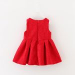 Autumn Baby Girls Red Lace Sleeveless Pearls Necklace Kids Dress Infant Party Tutu Sundress vestidos roupas de bebe - Image 2