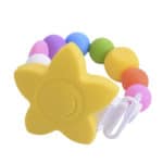 BPA Free Baby Teething Beads Soother Chain with Clips For Boys Girls Silicone Flower Chewable Toddler Infant Teething Toys