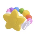 BPA Free Baby Teething Beads Soother Chain with Clips For Boys Girls Silicone Flower Chewable Toddler Infant Teething Toys