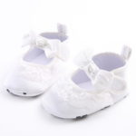 Baby Baptism Shoes New Fashion Sweet Lace Bow Newborn Baby Girl First Walker Pure White Soft Sole Crib Princess Ballet Prewalker