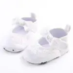 Baby Baptism Shoes New Fashion Sweet Lace Bow Newborn Baby Girl First Walker Pure White Soft Sole Crib Princess Ballet Prewalker