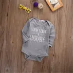 Baby Bodysuit Clothing Infant Baby Girl Boy Letters Gray Long Sleeve Bodysuit Jumpsuit Long Sleeve Outfit Clothes Baby Bodysuit - Image 2