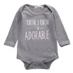 Baby Bodysuit Clothing Infant Baby Girl Boy Letters Gray Long Sleeve Bodysuit Jumpsuit Long Sleeve Outfit Clothes Baby Bodysuit
