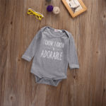 Baby Bodysuit Clothing Infant Baby Girl Boy Letters Gray Long Sleeve Bodysuit Jumpsuit Long Sleeve Outfit Clothes Baby Bodysuit - Image 3
