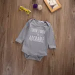 Baby Bodysuit Clothing Infant Baby Girl Boy Letters Gray Long Sleeve Bodysuit Jumpsuit Long Sleeve Outfit Clothes Baby Bodysuit - Image 3
