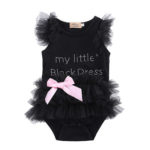 Baby Girl Clothing Bodysuits 2017 Infant Baby Girls Summer Lace Ruffle Sleeve Clothes My Little Black Bodysuit Outfits Clothes - Image 2