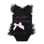 Baby Girl Clothing Bodysuits 2017 Infant Baby Girls Summer Lace Ruffle Sleeve Clothes My Little Black Bodysuit Outfits Clothes - Image 2