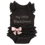 Baby Girl Clothing Bodysuits 2017 Infant Baby Girls Summer Lace Ruffle Sleeve Clothes My Little Black Bodysuit Outfits Clothes