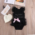 Baby Girl Clothing Bodysuits 2017 Infant Baby Girls Summer Lace Ruffle Sleeve Clothes My Little Black Bodysuit Outfits Clothes - Image 5