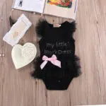 Baby Girl Clothing Bodysuits 2017 Infant Baby Girls Summer Lace Ruffle Sleeve Clothes My Little Black Bodysuit Outfits Clothes - Image 5