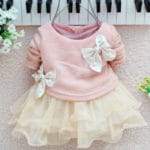Baby Girl dress Long Sleeve Bow Infants Newborn Baby Clothes Pink Princess Tutu Dress