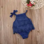 Baby Girls Flower Lace Dress Bodysuit Ruffles Pink Sleeveless Jumpsuit Outfit Set Summer Clothes - Image 6