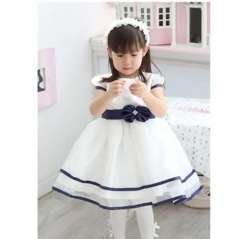 Baby Girls Princess Birthday Party White Formal Gown Dress with Waistband dress - Image 4