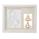Baby Handprint Footprint Frame Package Mold Kit Baby Gift Keepsakes White Wooden Frame Hot