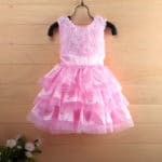 Baby Infant Girls Clothing Pink Rose Silk Dress Tutu Ball Flower Baby Dress Princess Wedding + Headband Summer - Image 2