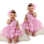 Baby Infant Girls Clothing Pink Rose Silk Dress Tutu Ball Flower Baby Dress Princess Wedding + Headband Summer - Image 4