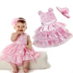 Baby Infant Girls Clothing Pink Rose Silk Dress Tutu Ball Flower Baby Dress Princess Wedding + Headband Summer - Image 5