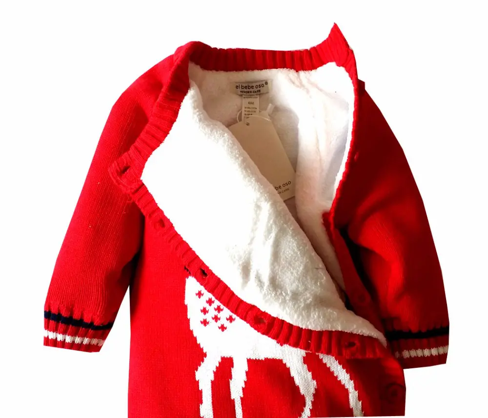 Baby Overalls Winter Wool Sweater Romper Cotton Thick Newborn Baby Boy Clothes Infant Jumpsuits Character Deer Christmas Romper - Image 5