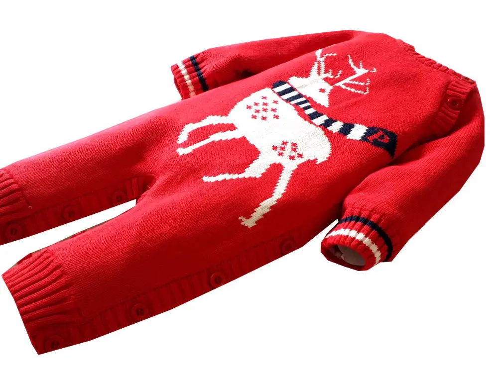 Baby Overalls Winter Wool Sweater Romper Cotton Thick Newborn Baby Boy Clothes Infant Jumpsuits Character Deer Christmas Romper - Image 6