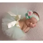 Baby Photography Props  Blue Ball Gown with Adjustable Headband Suitable Newborn Handmade Baby Tutu Skirt Headband - Image 2