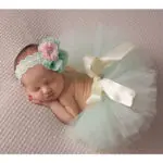 Baby Photography Props  Blue Ball Gown with Adjustable Headband Suitable Newborn Handmade Baby Tutu Skirt Headband