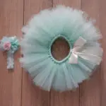 Baby Photography Props  Blue Ball Gown with Adjustable Headband Suitable Newborn Handmade Baby Tutu Skirt Headband - Image 3
