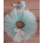 Baby Photography Props  Blue Ball Gown with Adjustable Headband Suitable Newborn Handmade Baby Tutu Skirt Headband - Image 4
