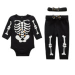 Baby clothes 3pcs halloween costume for baby christmas clothes boys rompers skull bone luminous newborn baby girl clothes HH - Image 4