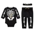 Baby clothes 3pcs halloween costume for baby christmas clothes boys rompers skull bone luminous newborn baby girl clothes HH - Image 4